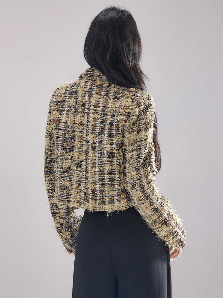 Wool blend tassel tweed style short jacket LAC0253