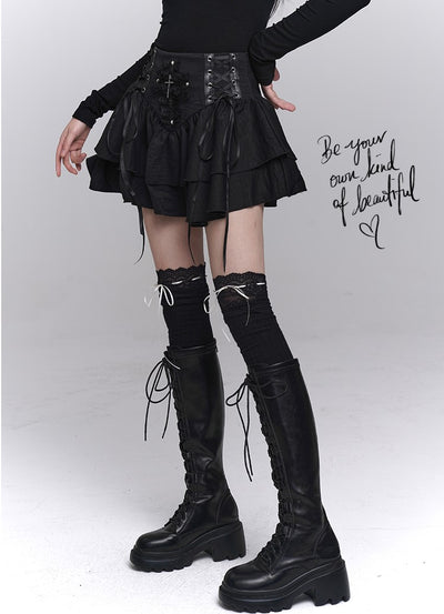 Black Lace Cake Short Skirt LAD0138