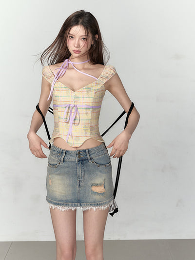 Small Ribbon Design Drawstring Backpack VIA0109