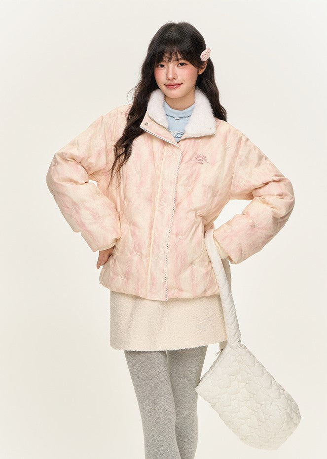 Casual Gradient Contrast Embroidered Down Jacket NTO0161