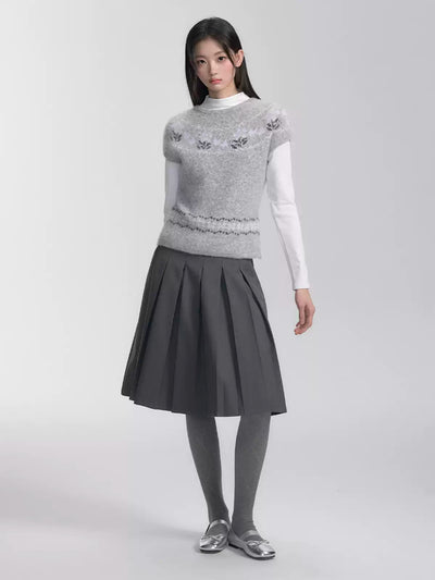 Isle Knit Layered Short-sleeved Sweater/Skirt FRA0273