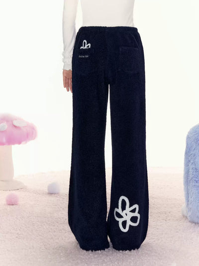 Flowering Retro Lazy Style Fleece Straight Casual Pants AYF0065