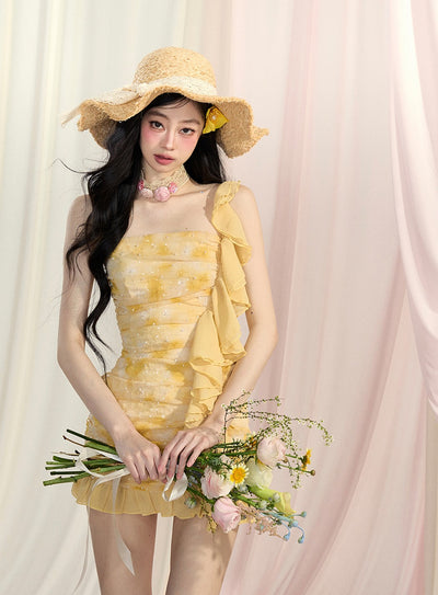 Yellow Ruffle Dress DIA0428