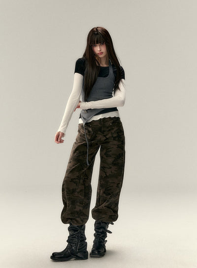 Leopard/Camouflage Wide-leg Pants VIA0196