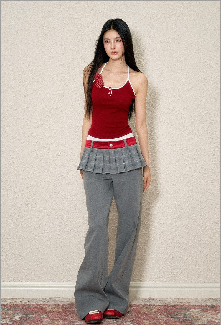 Fake Two-piece Gray Skirt Pants AGM0110