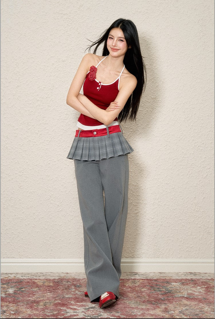 Fake Two-piece Gray Skirt Pants AGM0110