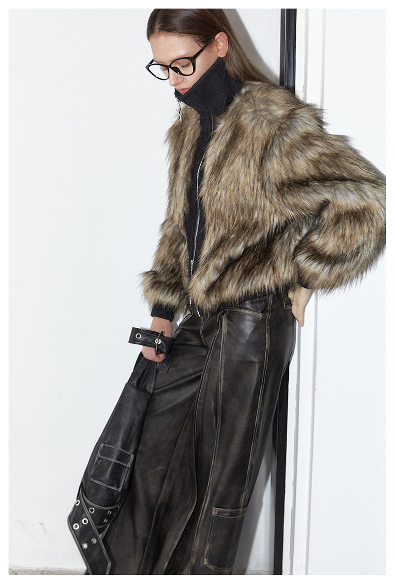 thick black fur coat 2TH0024