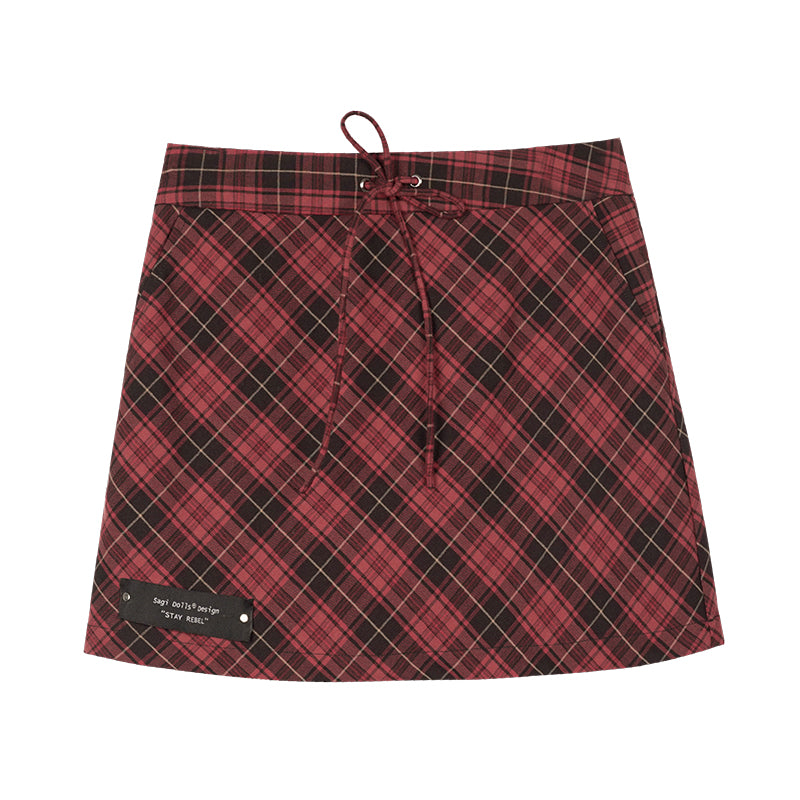 Casual Plaid A-Line Culottes Mini-Skirt SAG0171