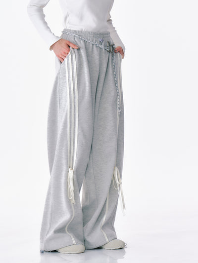 Casual wide pants with side ribbon strap design ZIZ0151