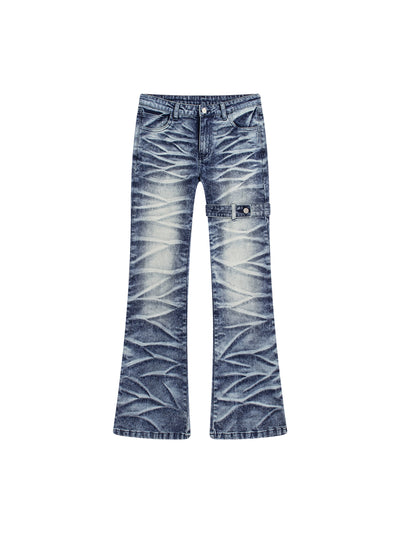 Boot-cut retro denim pants with unique pattern LAP0028