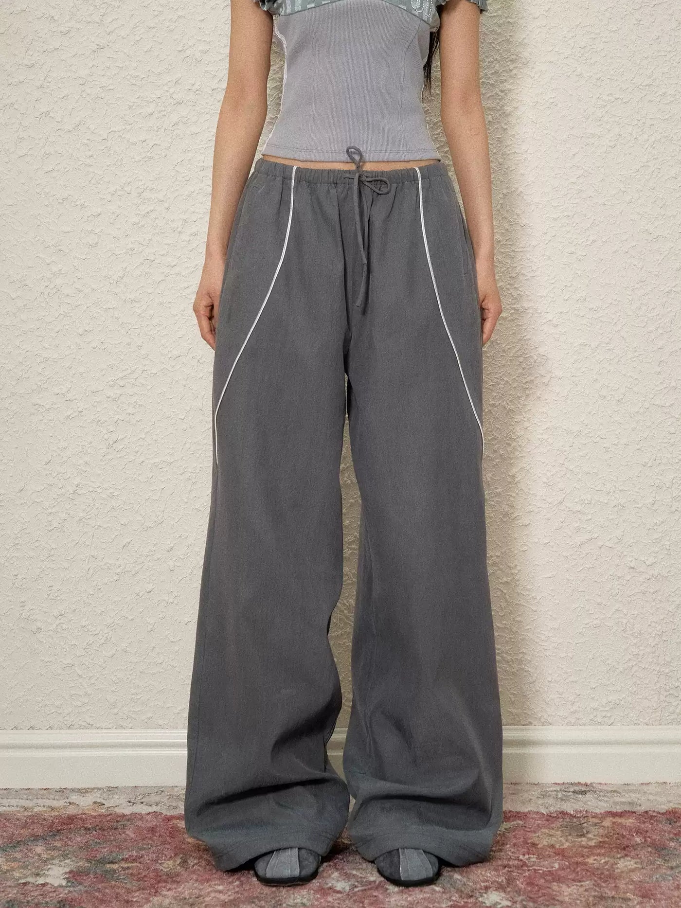 Drawstring Gray Sports Casual Pants AGM0116