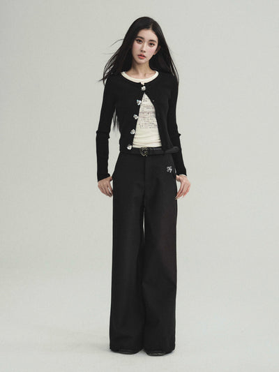 Logo embroidered casual straight pants FRA0219