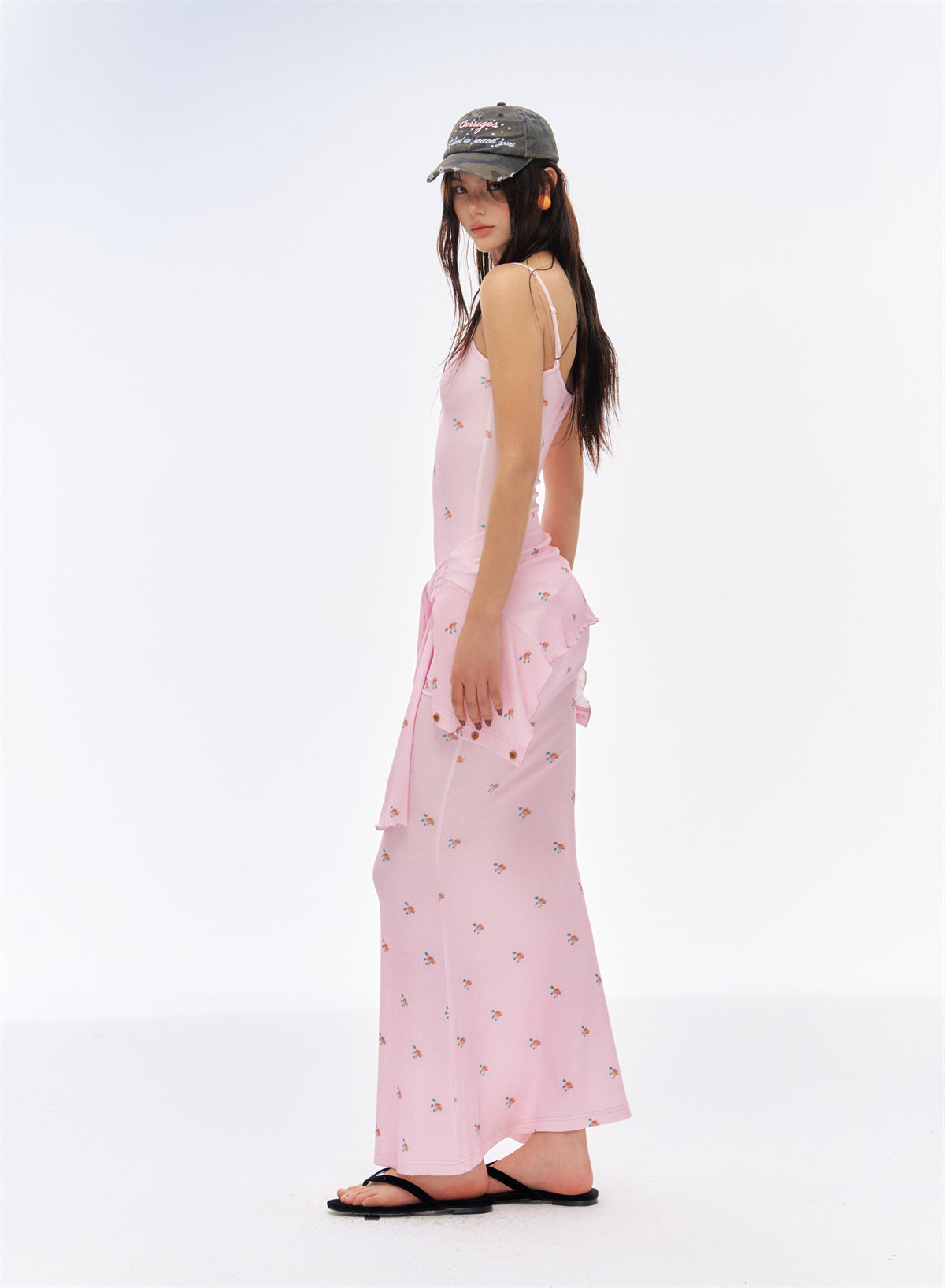 Floral Pink Long Camisole Dress CUR0193