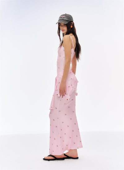 Floral Pink Long Camisole Dress CUR0193