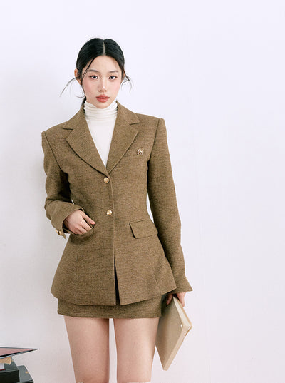 Vintage Tweed Waist Suit Jacket/A-line Skirt LAL0082