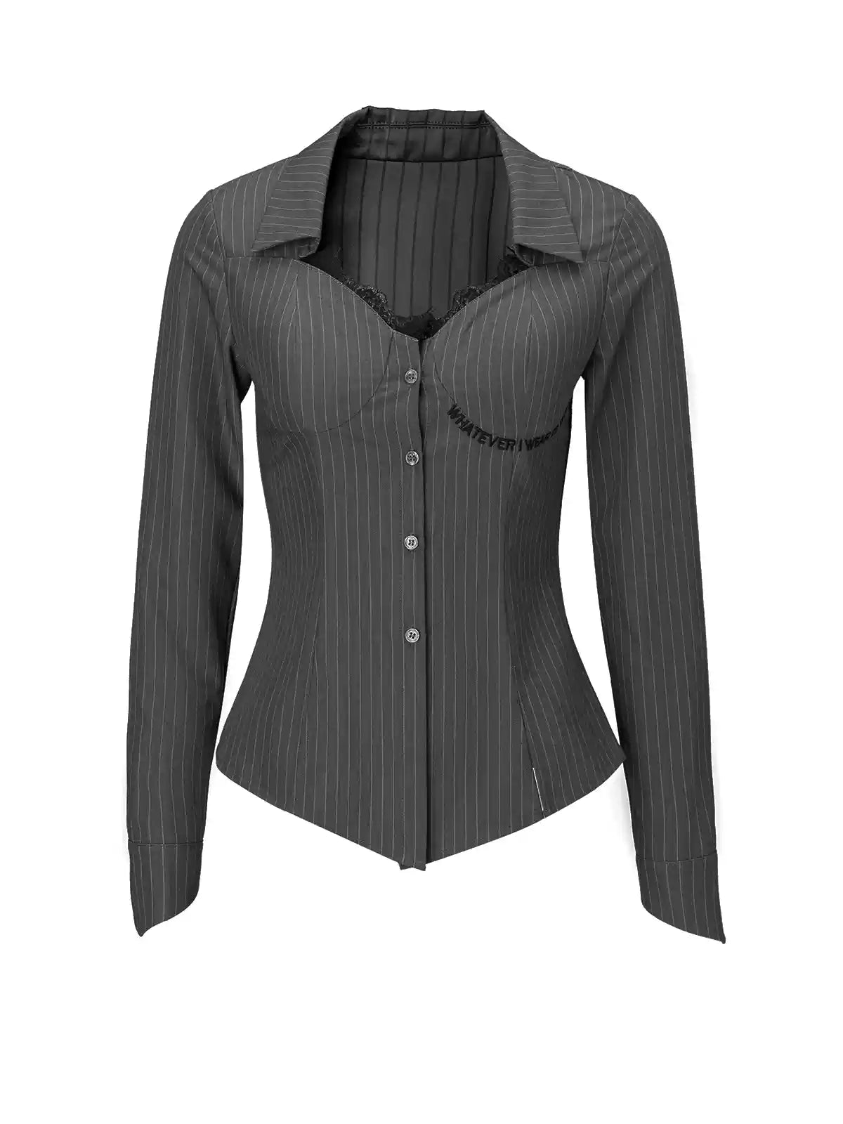 Office Style Lace High-end Gray Shirt EMO0037