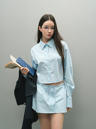 Short Long-sleeved Shirt/Drawstring Skirt LAL0050