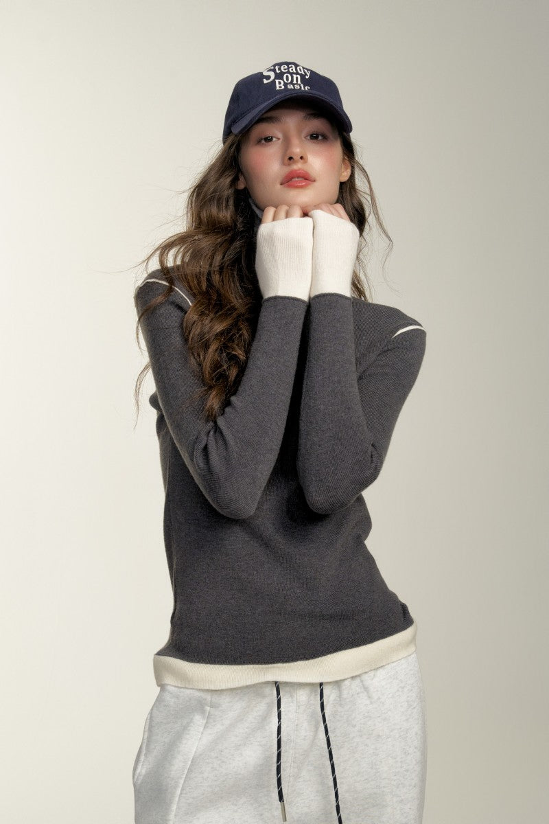 Contrast Color Turtleneck Sweater CHI0020