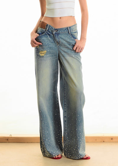 Washed Diamond Straight Wide-leg Jeans NOT0285