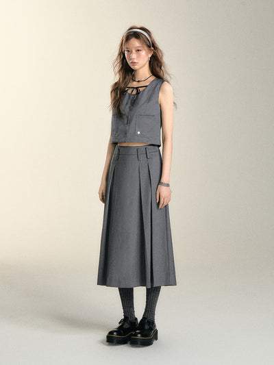 Asymmetric Gray Skirt SOM0090