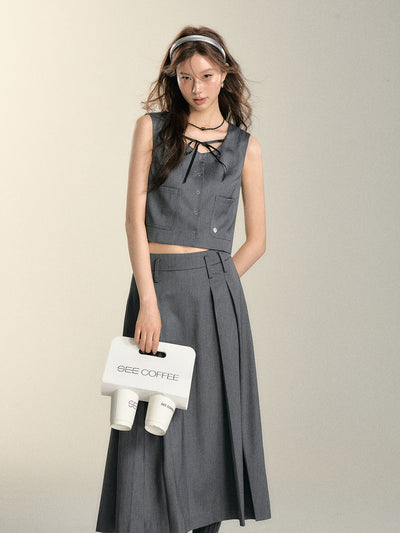 Asymmetric Gray Skirt SOM0090