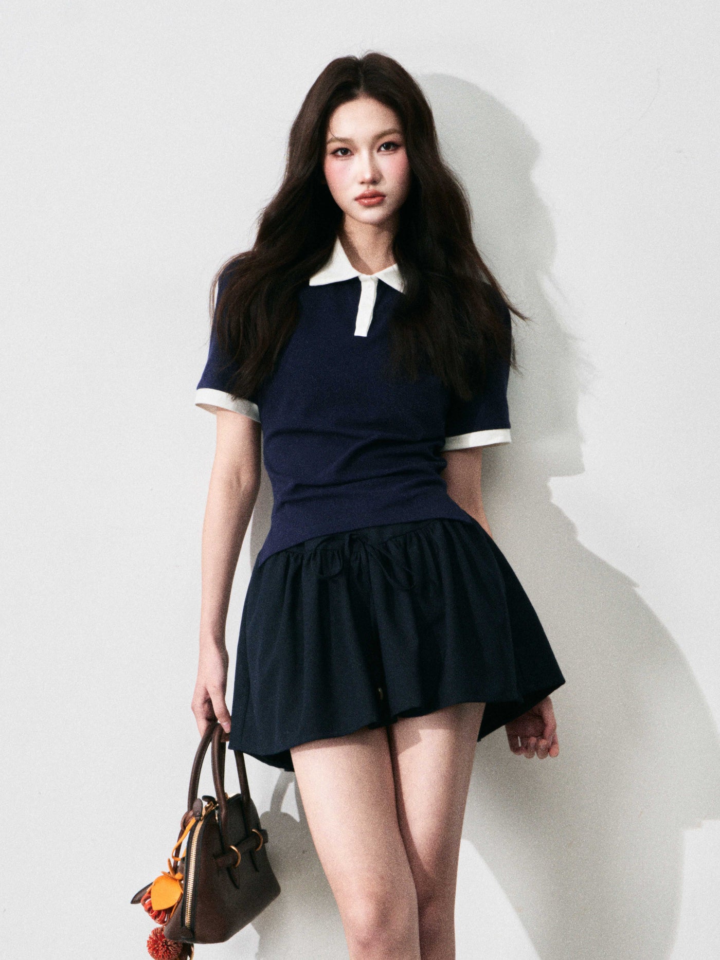Contrast Color Waist Polo Shirt LUL0129