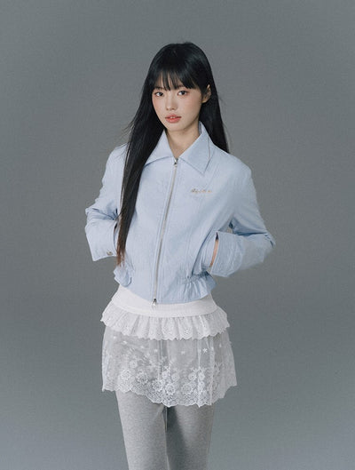 Blue Short Casual Jacket/White Skirt QDQ0106