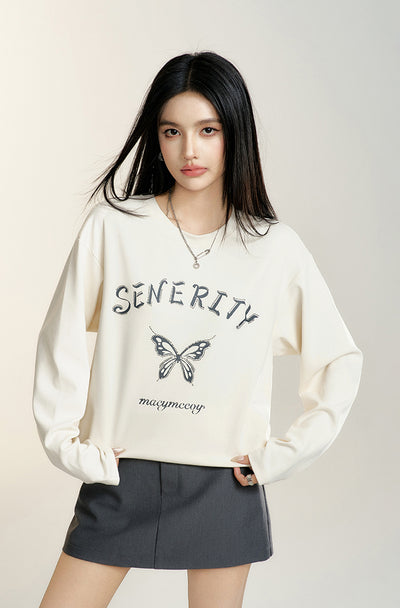 Diamond Long-sleeved Butterfly T-shirt MAC0083