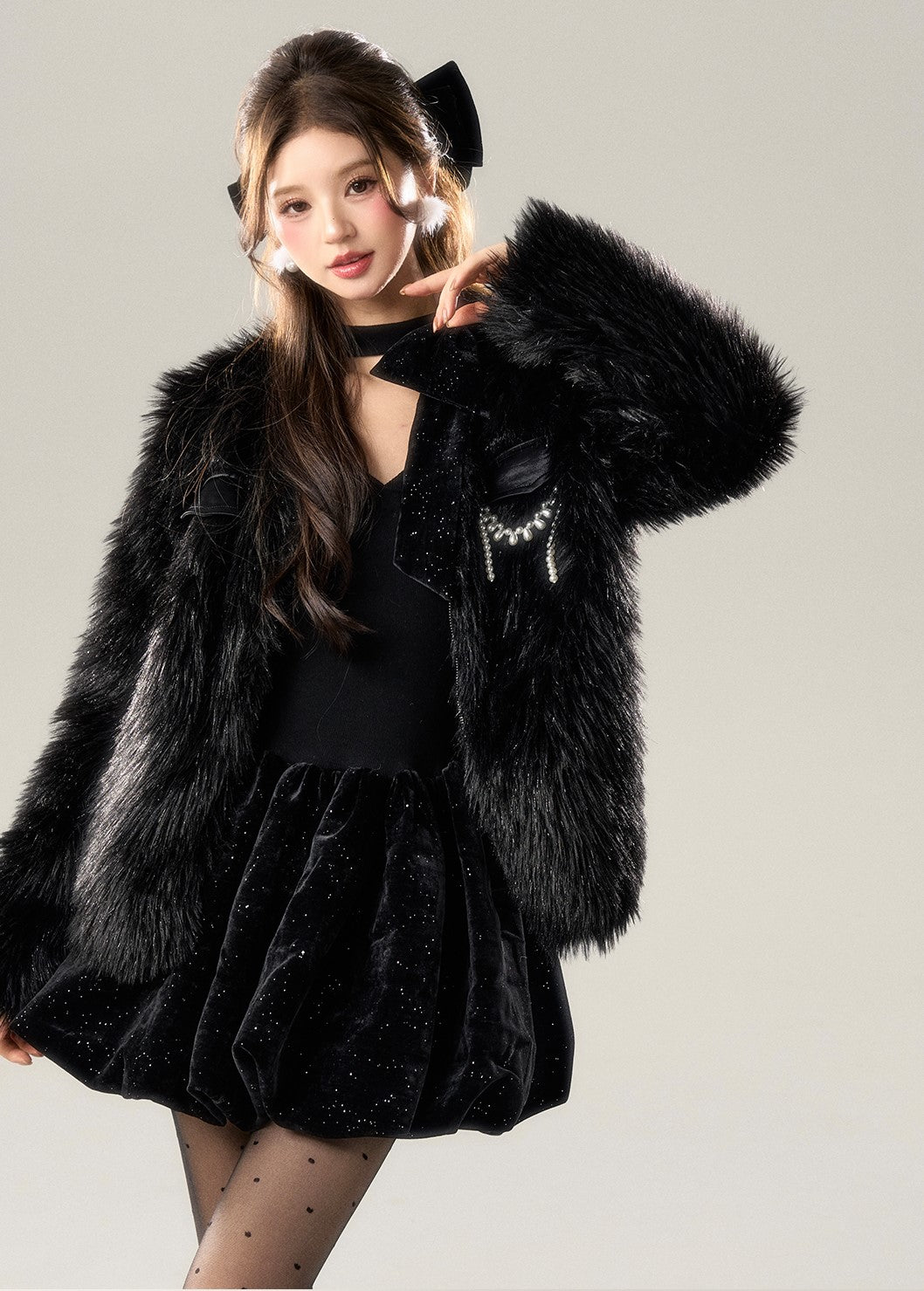 Noble Black Fur Jacket BBB0146