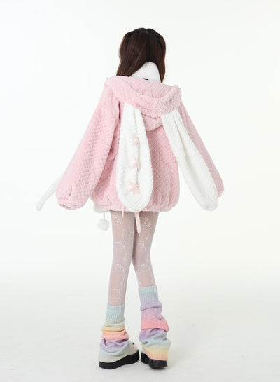 Poko Poko Fabric Pocket Loose Jacket with Rabbit Ears Hood CRA0098