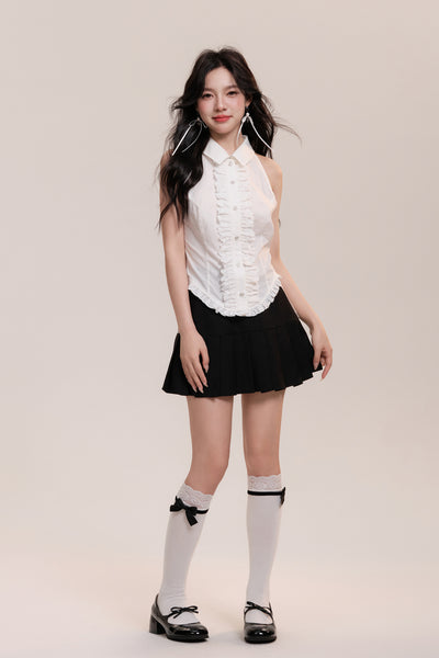 Lace Design Girly Sleeveless Shirt Top AOO0031