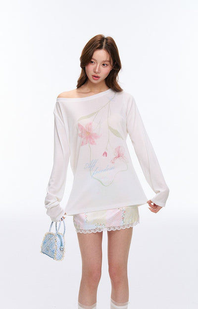 Flower Printed Loose T-shirt AFF0048