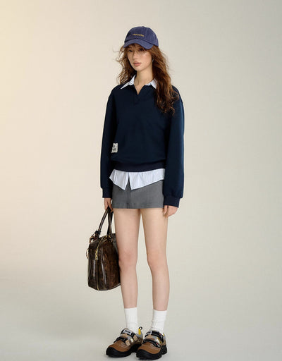 Fake Two-piece Striped Stitching Sweatshirt SOM0099