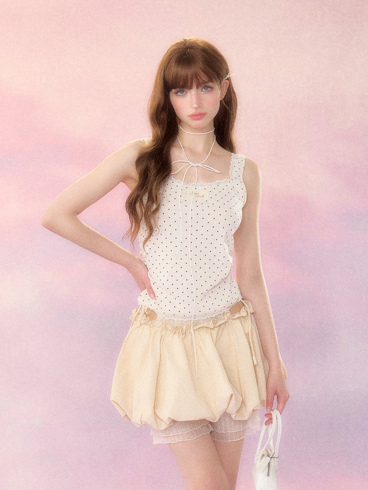 Point Lace Dot Pattern Girly Sleeveless Top SPE0041