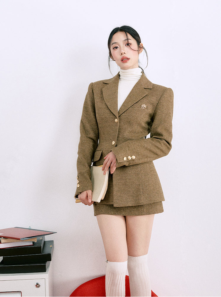 Vintage Tweed Waist Suit Jacket/A-line Skirt LAL0082