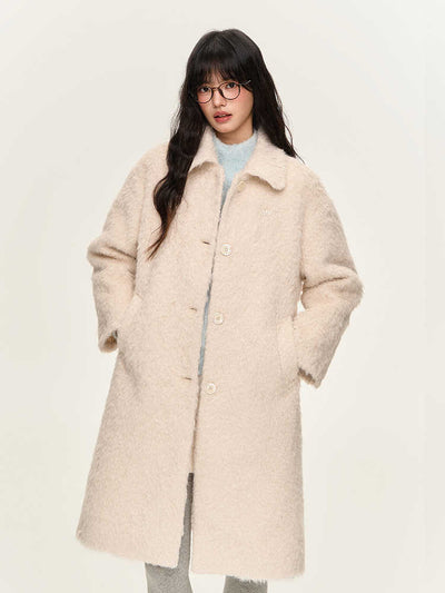 Middle length warm coat made of fluffy fabric NTO0160