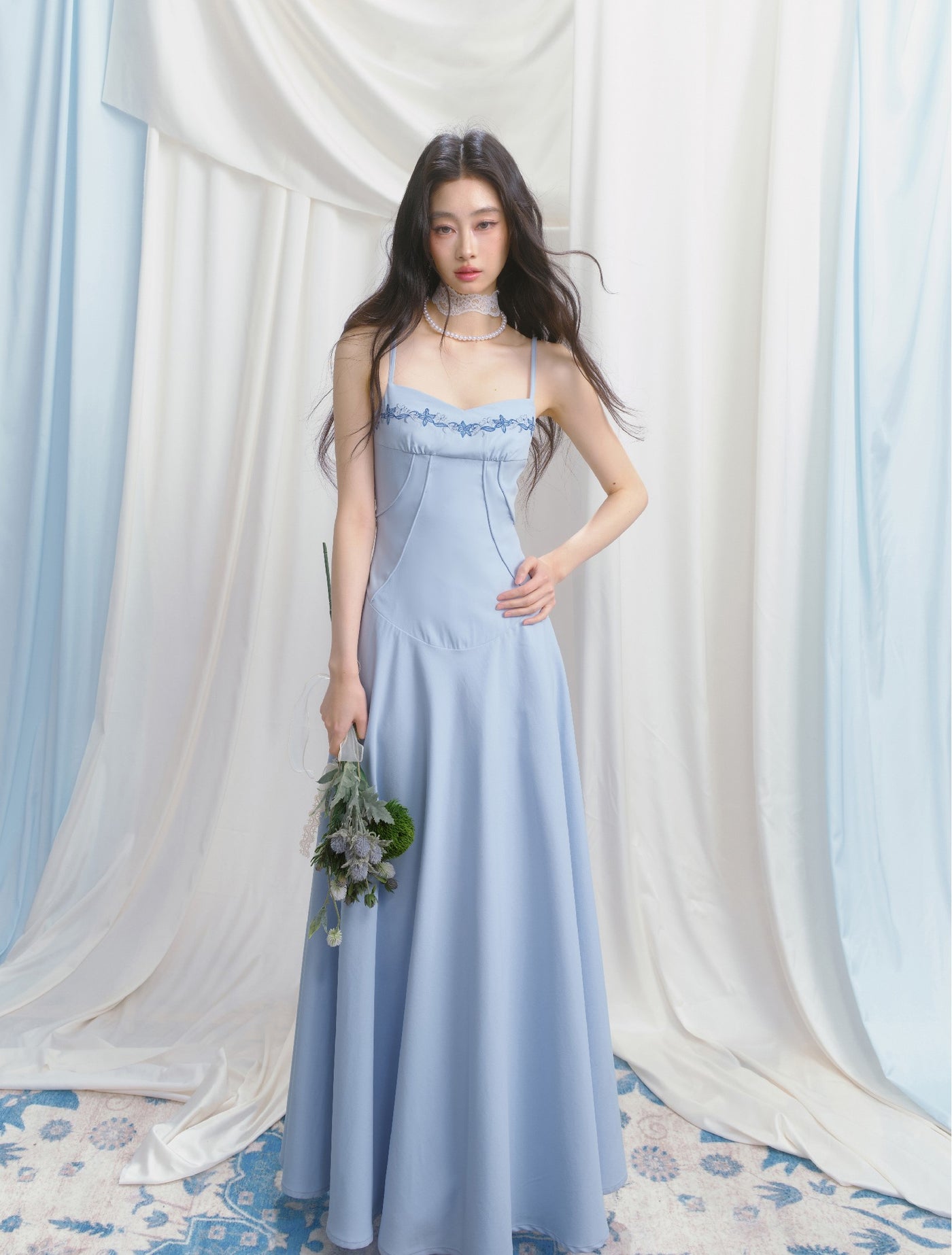 Embroidery Lace Suspender Dress SAL0148