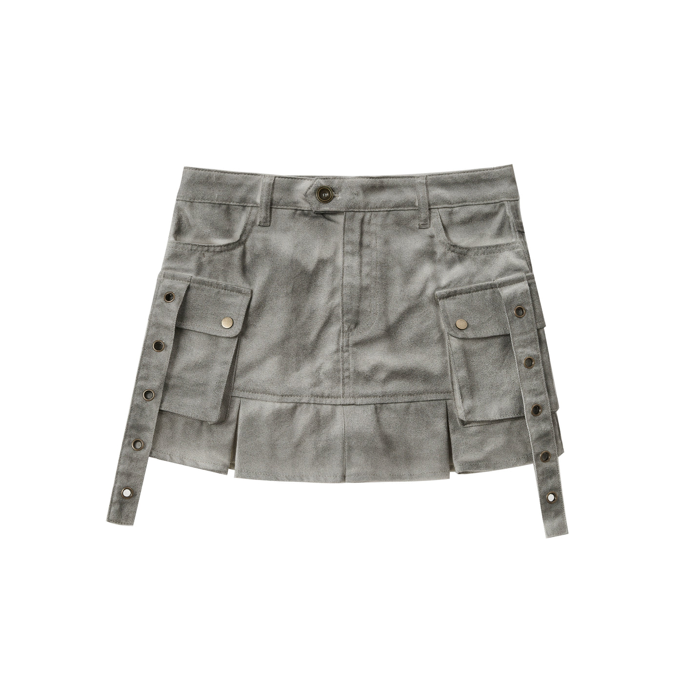 Washed Collar Pocket Work Mini Skirt CES0003