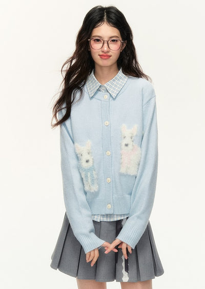 Short Blue Dog Soft Sweater Cardigan NTO0137