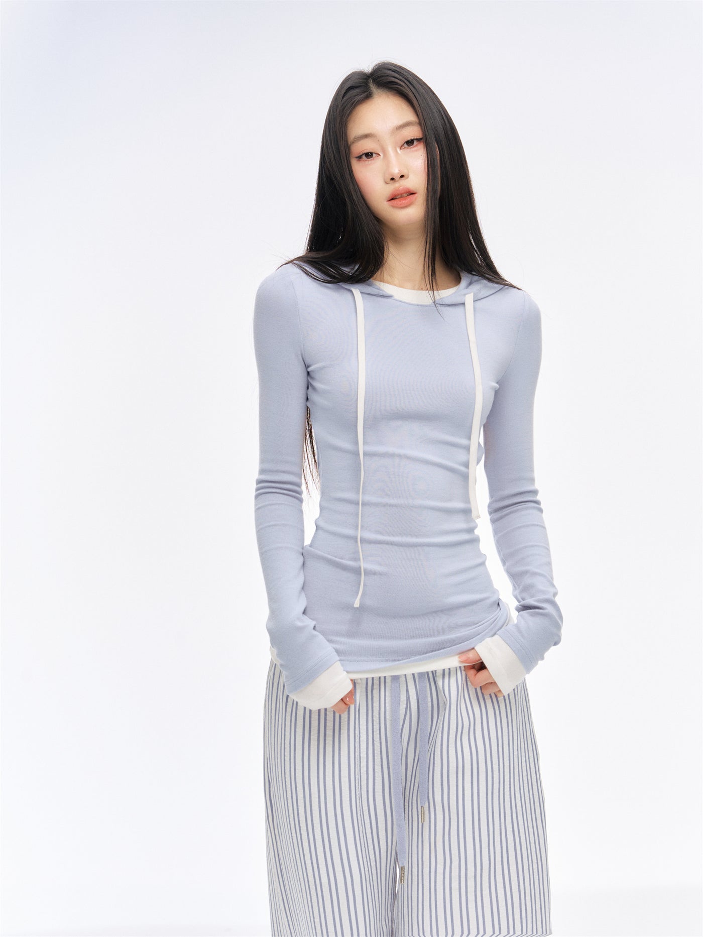 Slim Fake Two-piece Backless Hoodie CUR0190