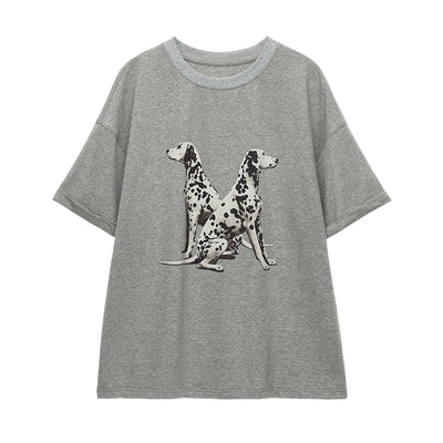 Dalmatian print loose T-shirt MAM0054