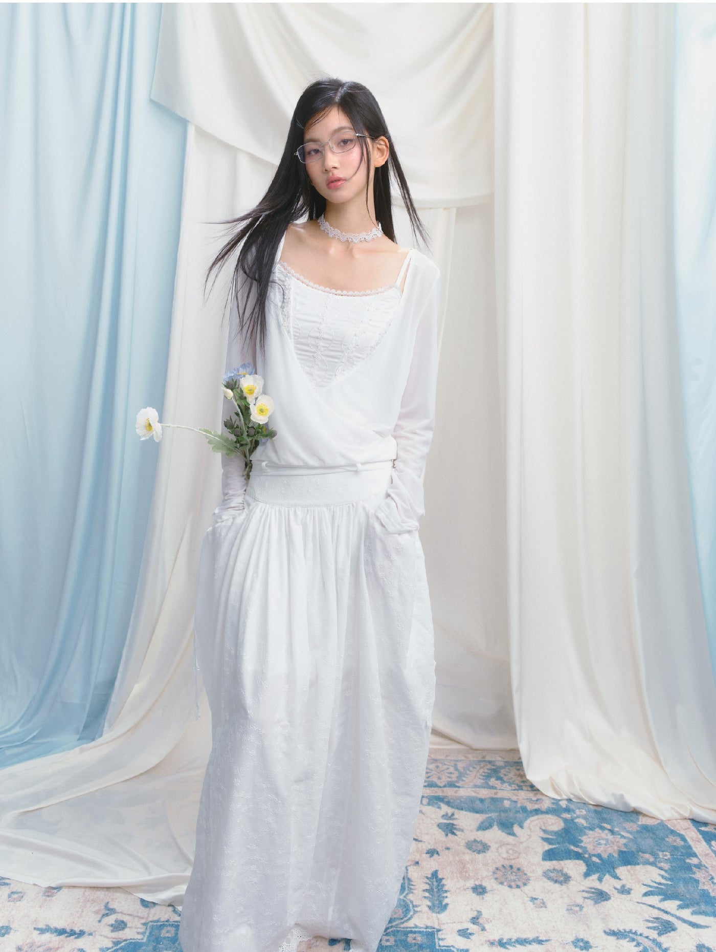 White Lace Maxi Skirt SAL0139