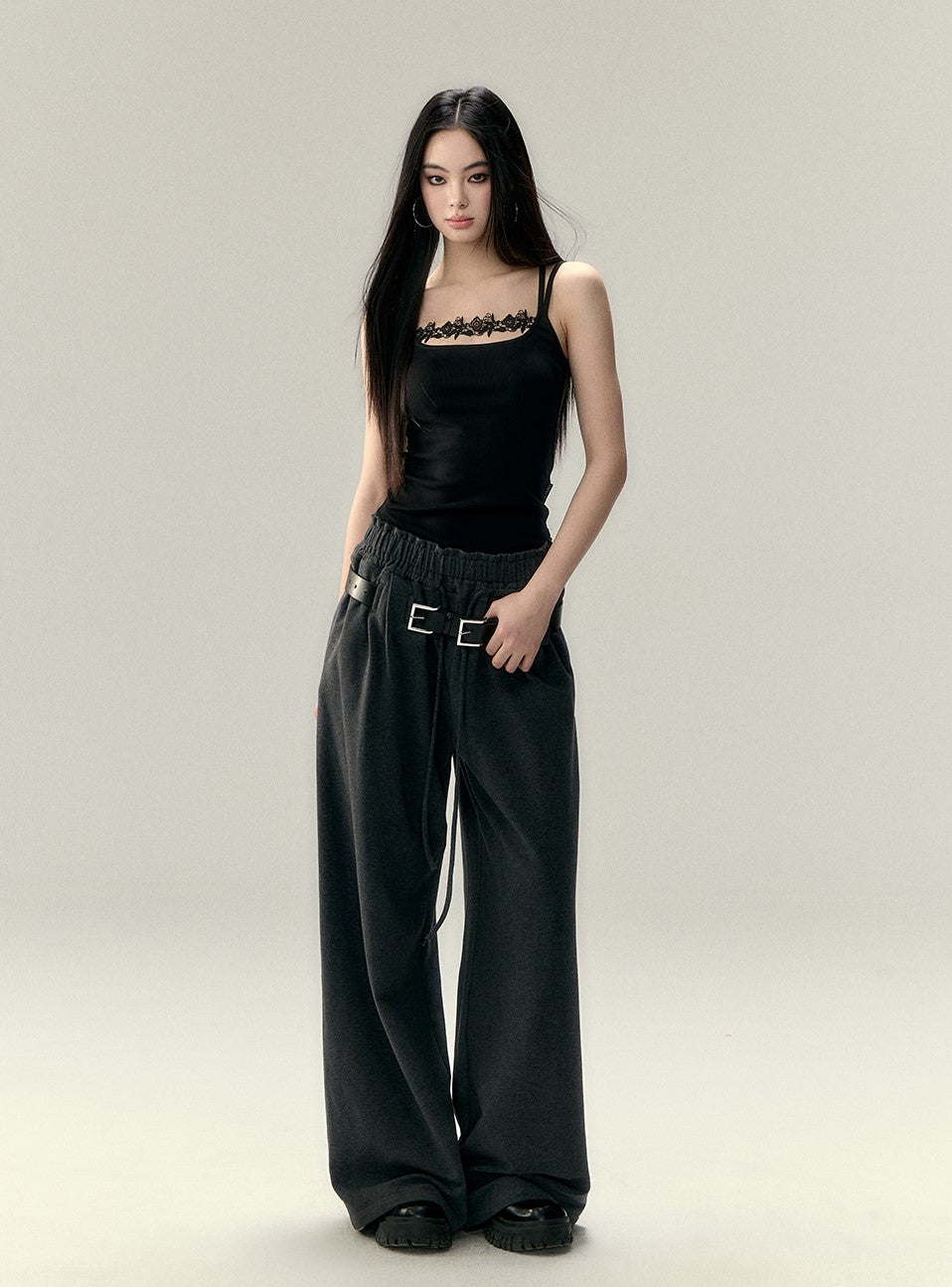 Soft Cotton Wide-leg Drape Pants VIA0195