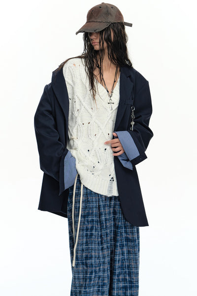 Super Oversize Spliced Cuffs Suit Jacket WES0204