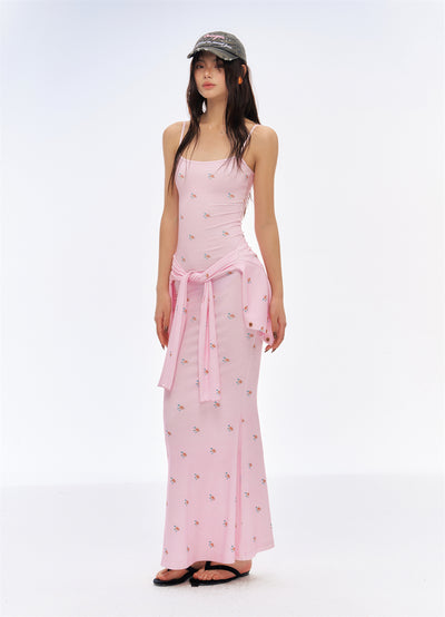 Floral Pink Long Camisole Dress CUR0193