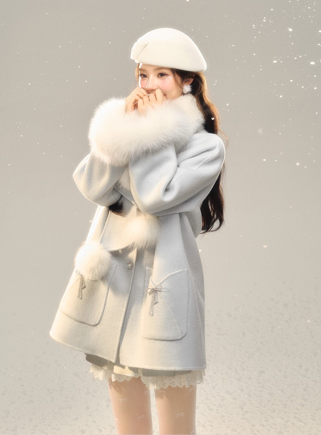 Snow Scarf Double-faced Wool Coat BBB0131