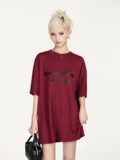 Glitter Letter Print Short-sleeved T-shirt VOC0356