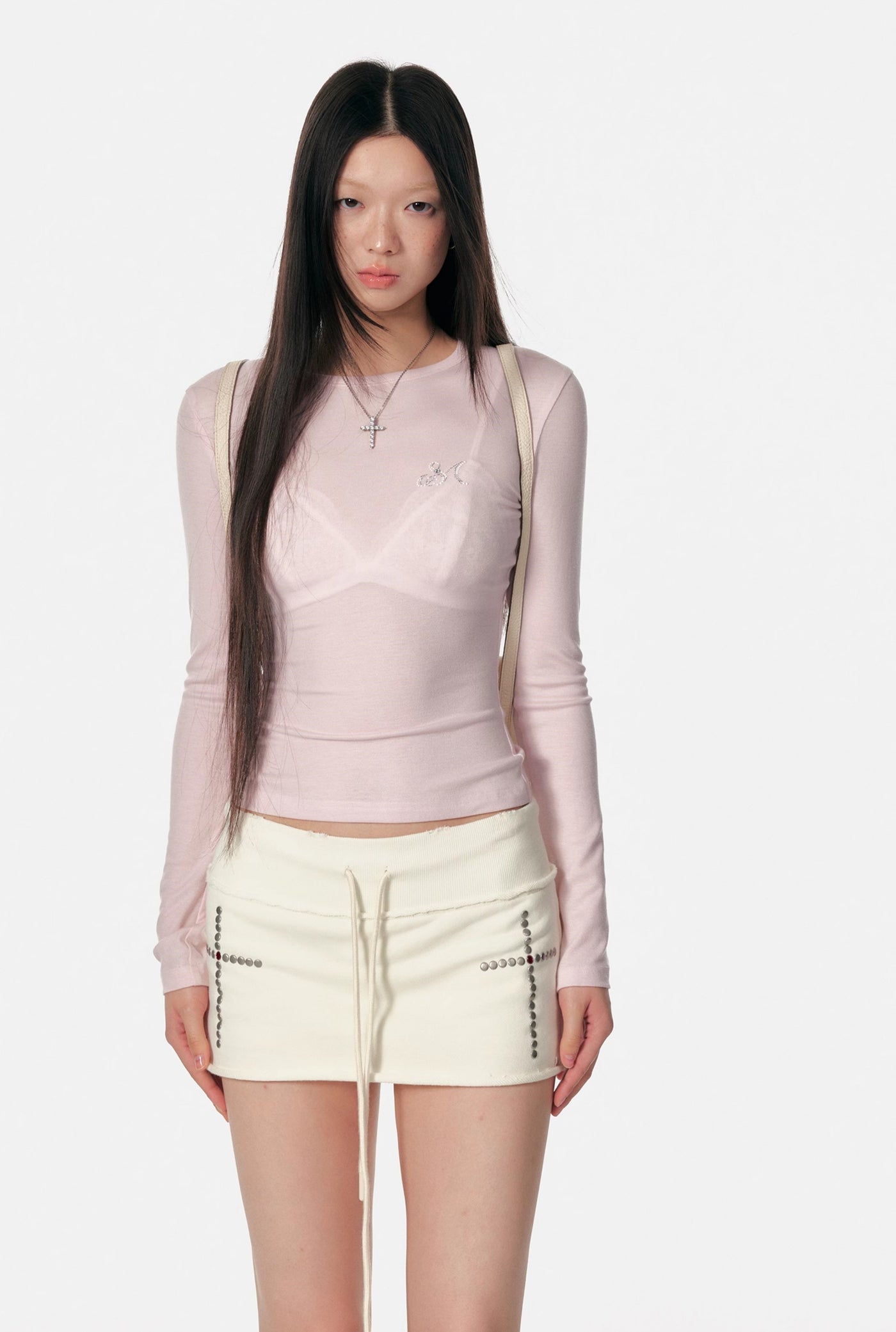 Cross Sweatshirt Slim Short Skirt 4MU0098