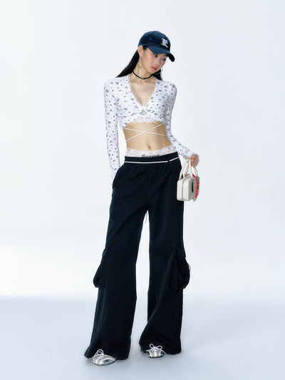 Waist Strap Low Waist Straight Casual Pants CUR0135