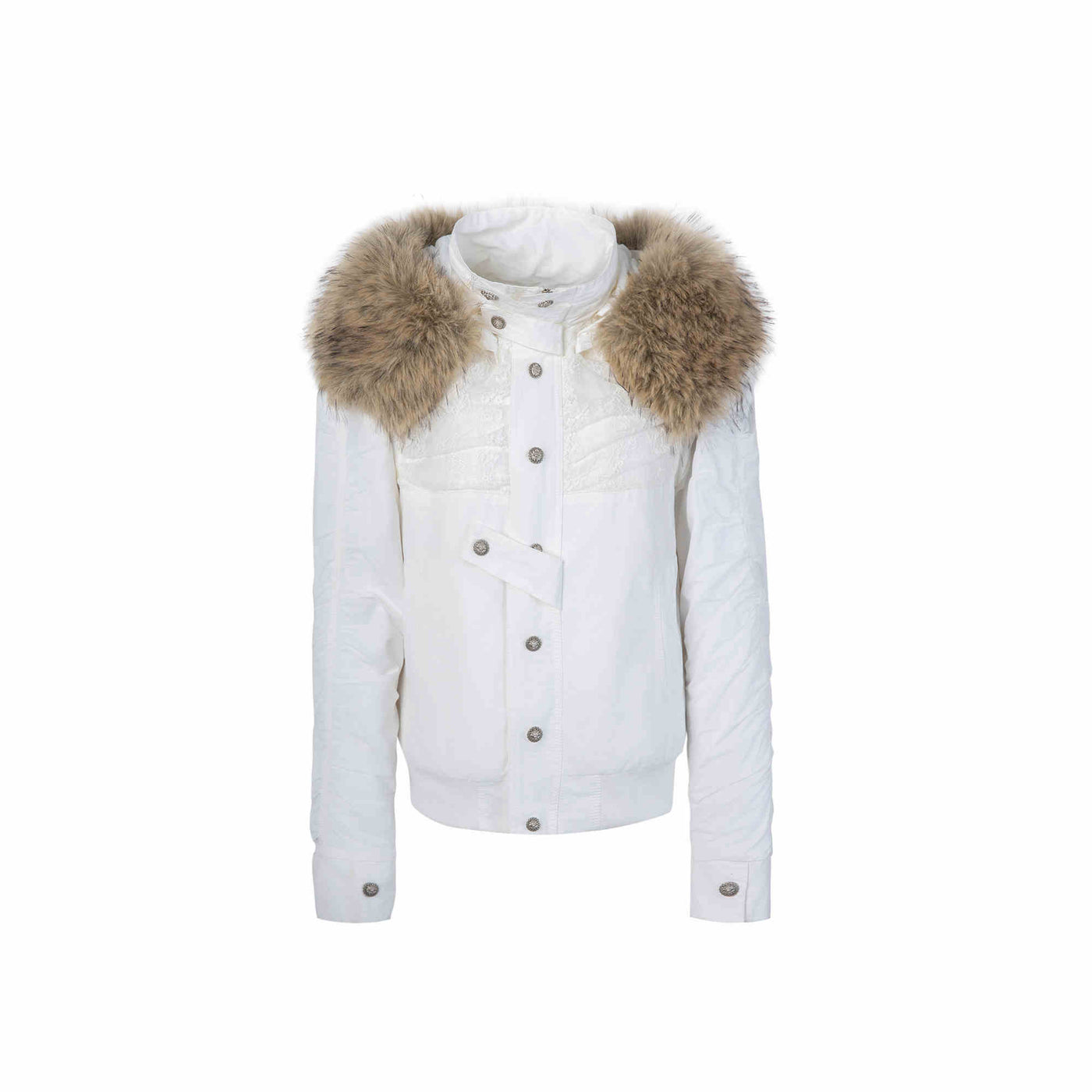 Long Eco Fur Hooded Cotton Warm Jacket with Boa Lining DOU0067